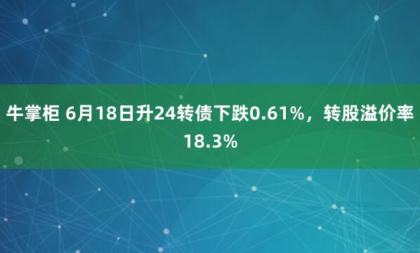 牛掌柜 6月18日升24转债下跌0.61%，转股溢价率18.3%
